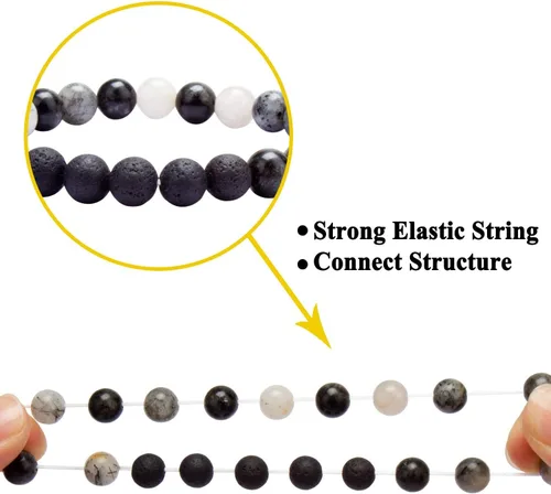 Vista 6 de YISSION Pulseras de cristal curativo de piedras semipreciosas de aceite esencial con cuentas para hombres, mujeres y niñas, juego de alivio