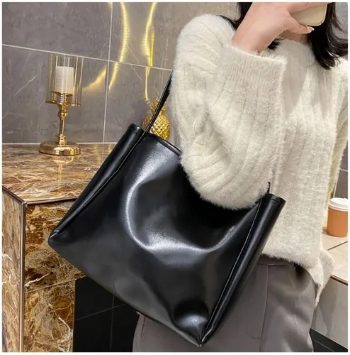 Vista 2 de Bolsos de gran capacidad PU Durable Hombro Mujeres Negro