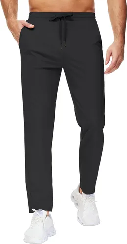 Vista 14 de Pantalones deportivos altos para hombre con entrepierna de 29/34/36 pulgadas con bolsillos con cremallera, pantalones deportivos para correr