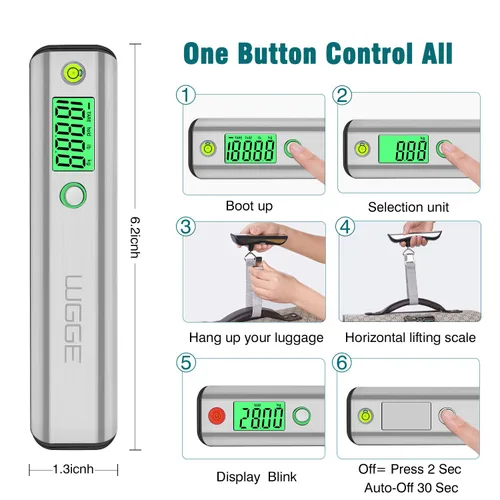 Vista 4 de Báscula digital de equipaje báscula de peso para equipaje de viaje máximo 1102lbs con pantalla LCD retroiluminada