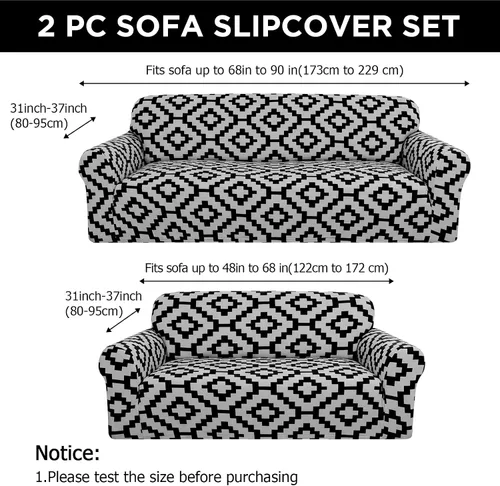 Vista 2 de Peryiter Juego de fundas de elastano de seda de leche para sofá, fundas protectoras para sofá, sofá biplaza, sillón, ajuste elástico, a prueba