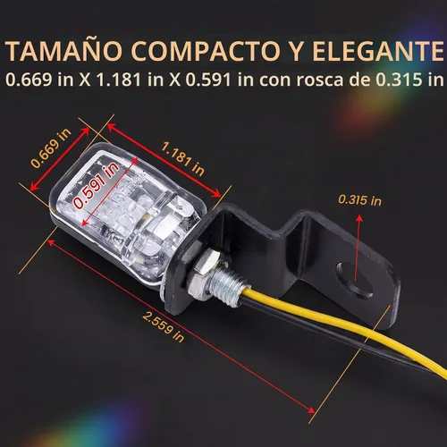 Vista 5 de ANKIA - 2 luces intermitentes universales para motocicleta, 12 V, mini LED Negro 01