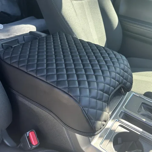 Vista 7 de Zxiaochun Funda de consola central para Ford F150 2015-2025/F250 F350 F450 2017-2025 de cuero para reposabrazos, tapa de consola central, accesorios
