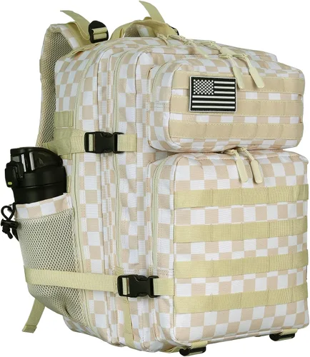 Vista 9 de Mochila táctica militar de 25 litros, resistente Molle, paquete de asalto para el trabajo, gimnasio, al aire libre, senderismo, campamento
