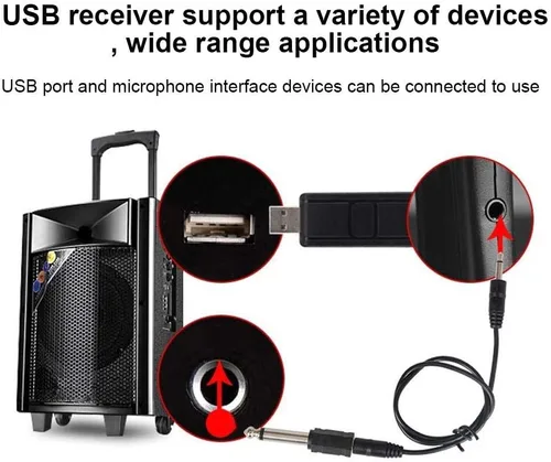 Vista 4 de Tangxi Micrófono VHF, altavoz universal de micrófono de karaoke de mano, más de 110 DB, sistema de micrófono inalámbrico para interiores