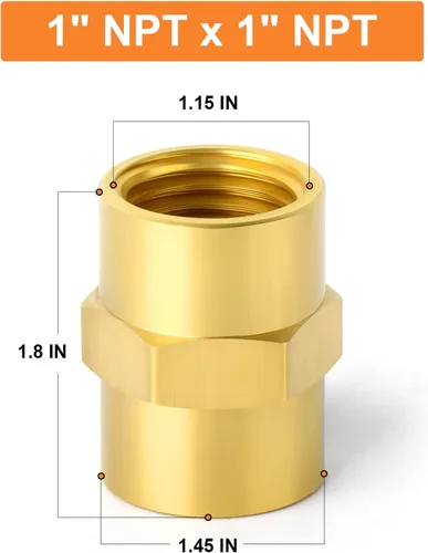 Vista 2 de GASHER 2 piezas de accesorios de tubería de latón, acoplamiento de latón, tubo hembra de 1 pulgada x tubo hembra de 1 pulgada