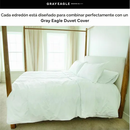 Vista 4 de Edredón de tamaño Queen extragrande con águila gris, blanco, edredón alternativo para todas las estaciones, edredón Queen extragrande, relleno