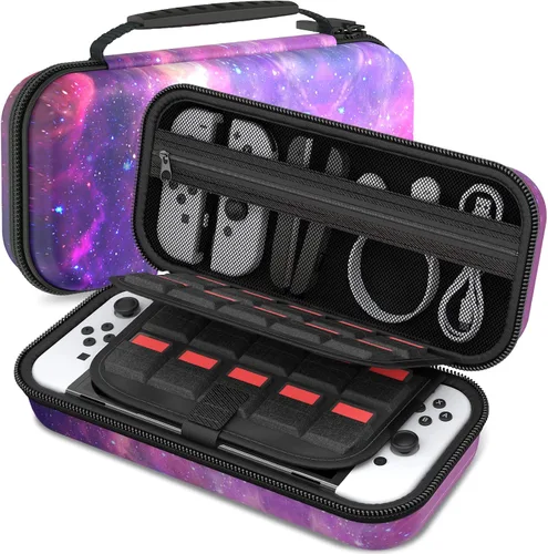 Vista 2 de Funda para Switch compatible con Nintendo Switch OLEDSwitch Console, carcasa rígida protectora portátil, funda de transporte para interruptor