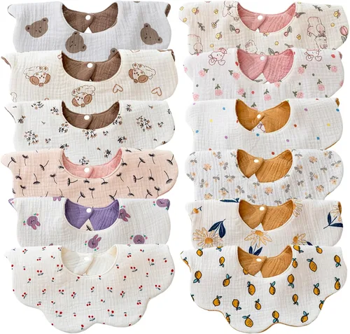 Vista 13 de Baberos de muselina para bebés, baberos para babero de dentición para bebé niña o niño de muselina de algodón