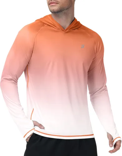 Vista 10 de Roadbox Sudadera con capucha UPF 50+ para hombre, con capucha UV, manga larga, ligera, protección contra erupciones SPF para exteriores, senderismo