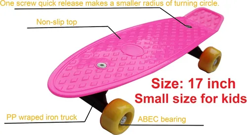 Vista 2 de Monopatín mini, monopatín mini cruiser para principiantes Rosado