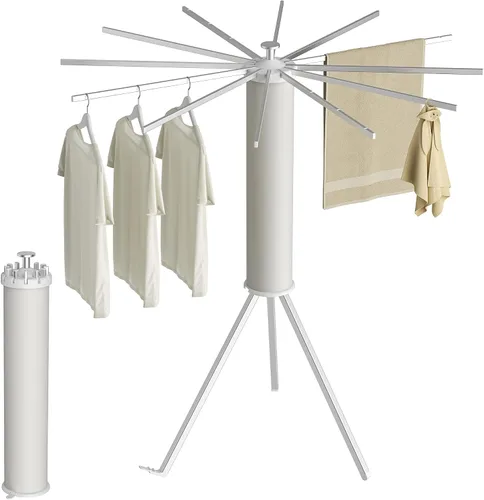 Vista 11 de SUNOUTLY Estante de Secado de Ropa con Trípode, Estante para Ropa Portátil y Plegable que Ahorra Espacio para Secar Ropa - Estante Secador de Ropa