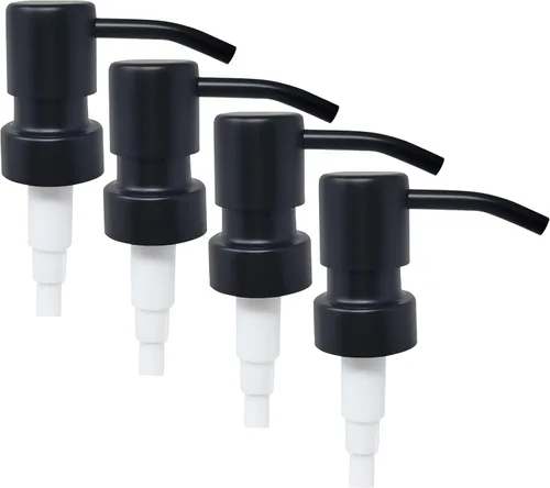 Vista 12 de Bombas dispensadoras de jabón y loción de acero inoxidable, reemplazo para tus botellas (negro mate, paquete de 2)