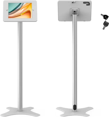 Vista 10 de Soporte de piso para tableta compatible con iPad 7 8 9 de 10.2 pulgadas, rotación de metal con cerradura para tableta+poste de aluminio+base