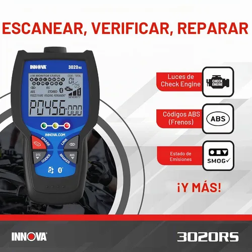 Vista 2 de INNOVA 3020RS Lector de códigos de motor de verificación rápido y fácil de usar, herramienta de escaneo OBD2 para ABS Clear con recomendaciones