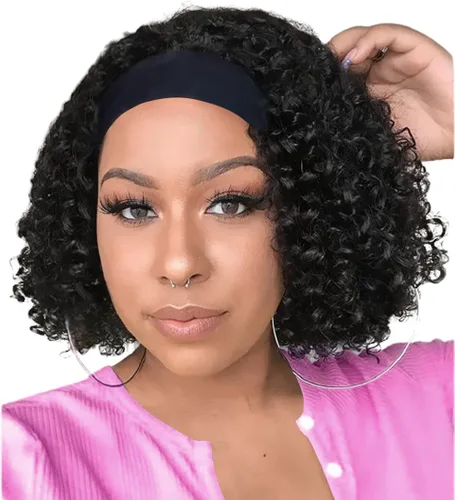 Vista 26 de Aiterina - Peluca de cabello humano con diadema de onda profunda para mujeres negras, cabello brasileño remy, sin pegamento, sin encaje frontal