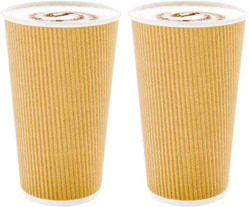 Vista 10 de Restaurantware Ripple Wall - Tazas de café de 10 unidades de 20 onzas aisladas de papel negro, borde enrollado, resistente a derrames, papel