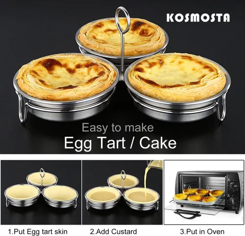 Vista 6 de Cazador de huevos de acero inoxidable, Fabricante perfecto de huevos escalfados, Anillos redondos para cocina de huevos para desayuno, 3 tazas
