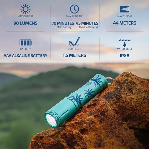 Vista 2 de OLIGHT - Linterna i3E EOS EDC AAA de 90 lúmenes, con lente de polimetilmetacrilato TIR, compacta, para llavero, noche y campamento, verde y azul