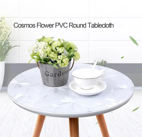 Vista 7 de Mantel redondo para mesa de comedor, protector de PVC transparente, rollo de plástico ajustable a prueba de agua, para mesa de comedor, tapete
