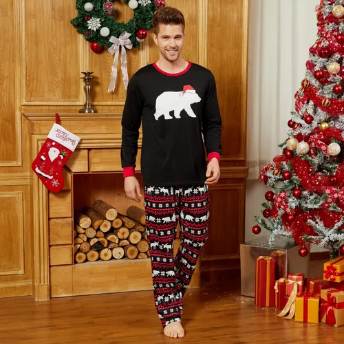 Vista 2 de PATPAT Pijamas de Navidad a juego para la familia, conjuntos de pijamas con estampado de letras y pantalones a cuadros