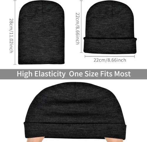 Vista 4 de Rosoz Gorro para hombre y mujer, gorro de punto con puños, gorro de invierno con calavera, unisex