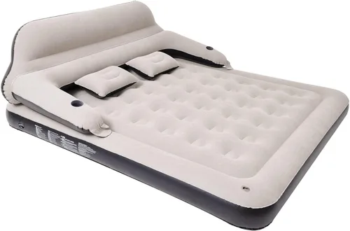 Vista 8 de Cama inflable de colchón de aire tamaño Queen con cabecero y almohadas, sofá cama inflable