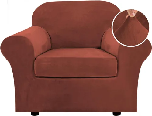 Vista 75 de H.VERSAILTEX - Funda elástica para sofá de 2 piezas, funda protectora de terciopelo, suave, con parte inferior elástica, con un ancho de hasta 49