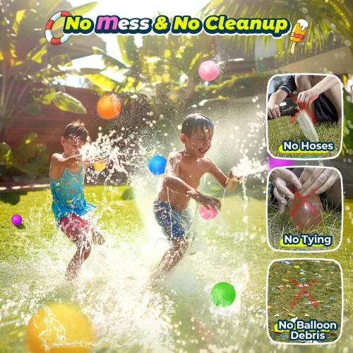 Vista 5 de Smirodi 6 globos de agua reutilizables, juguetes de agua para piscina y playa, para niños y niñas, juguetes de verano para niños de 3 a 12 años