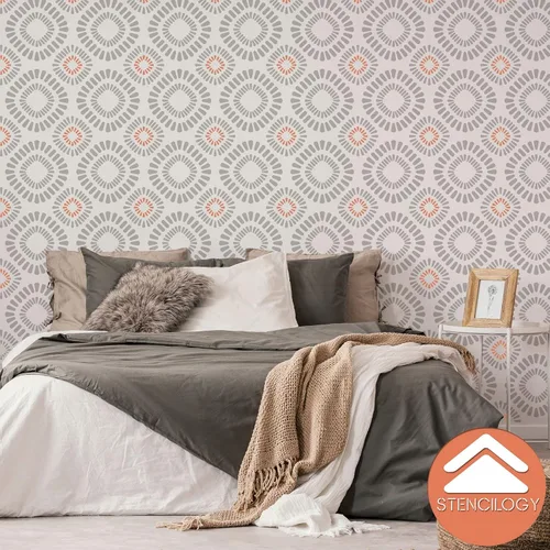 Vista 8 de STENCILOGY® / Asi - Plantilla de pared XL de 24 x 38 pulgadas, patrón de plantilla de pared floral grande, plantillas de pared grandes para pintar
