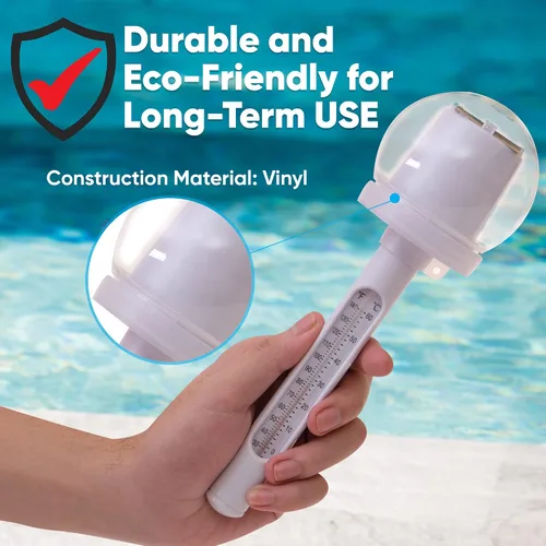Vista 6 de Pyle Termómetro flotante para piscina con luz LED solar – Sensor de temperatura inalámbrico impermeable para bañera de hidromasaje, spa, estanque