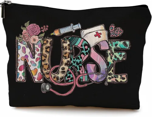 Vista 15 de Bolsas de maquillaje para enfermeras - Bolsas de cosméticos con cremallera para mujeres y estudiantes de enfermería Un estilo-enfermera-blanco