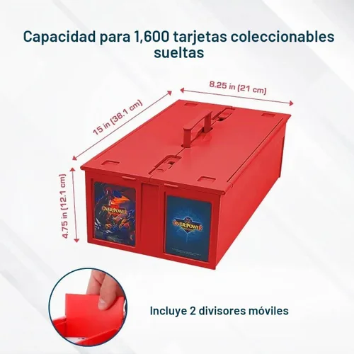Vista 3 de BCW Contenedor de tarjetas coleccionables (paquete de 2, rojo) Capacidad para hasta 1600 tarjetas Caja de almacenamiento de plástico