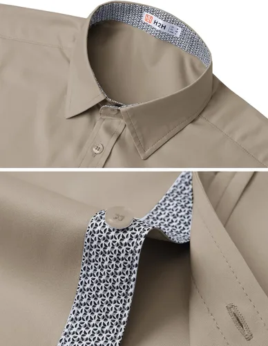 Vista 6 de H2H Camisas casuales de manga largacorta con botones para hombre