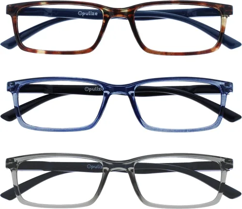 Vista 10 de OPULIZE SEE - Gafas de lectura con bloqueo de luz azul para mujeres y hombres, marco estrecho, bisagras de resorte, anteojos de juegos para negro