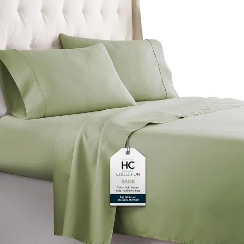 Vista 12 de HC COLLECTION Juego de sábanas para cama individual con 1 funda de almohada, sábanas de microfibra cepillada de 1800 hilos de lujo hotelero Serie