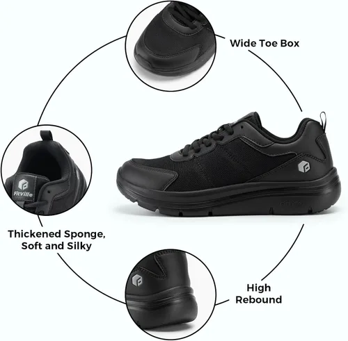 Vista 2 de FitVille Zapatos de caminar para hombre, de ancho ancho, con amortiguación máxima, ligeros, zapatos casuales para alivio de la fascitis plantar