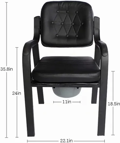 Vista 2 de Dyale Deluxe Comfort Commode con asiento acolchado, silla de cama resistente, asiento de inodoro con marco de seguridad para baño de ancianos