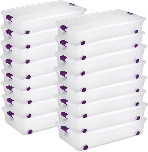 Vista 13 de Sterilite ClearView - Paquete de 4 cajas de cierre ClearView de 60 cuartos de galón, contenedores organizadores con ruedas con tapas de pestillo