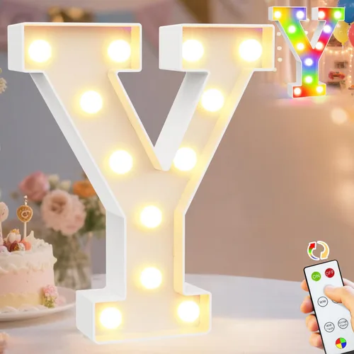 Vista 11 de Pooqla Letras con luces LED de marquesina, letras decorativas iluminadas en blanco cálido y blanco frío, letras del alfabeto iluminadas para niños