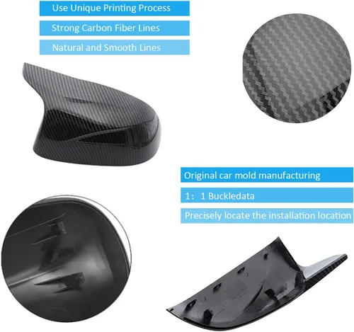 Vista 5 de Tapa de Reemplazo para Espejo Retrovisor Lateral para BMW X5 F15 X6 F16 X3 F25 LCI X4 F26, Espejos Laterales de ABS de Aspecto de Fibra de Carbono