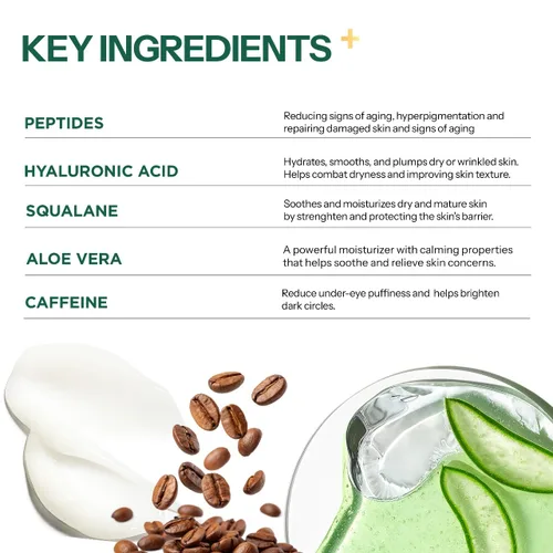 Vista 6 de Fortify Skincare Crema para debajo de los ojos con cafeína y péptidos - 3 en 1: desintoxicación, tratamiento, aumento - reduce la hinchazón, ojeras