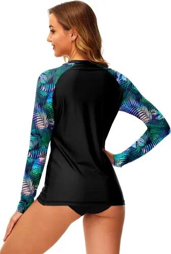 Vista 7 de Deerose Camiseta de natación con estampado UPF 50+ para mujer, camiseta de natación para surf