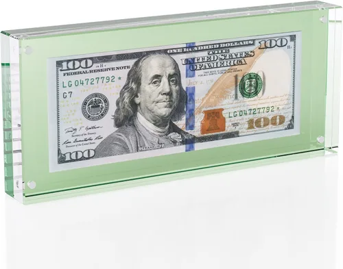 Vista 11 de Estuche de visualización con forma de billete de dólar de 7.8" x 3.9" – Estuche acrílico con marco para billetes de dólar, soporte magnético