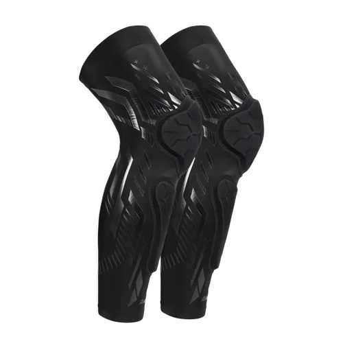 Vista 6 de Kuangmi Rodillera y espinillera para baloncesto, lucha, fútbol, voleibol, deportes, soporte diario (negro amarillo, S)