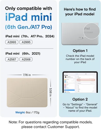 Vista 3 de MOFT Soporte dinámico para tablet compatible con iPad mini A17 Pro 2024 y iPad mini 6th A15 2021, funda magnética delgada para tablet con más de 20