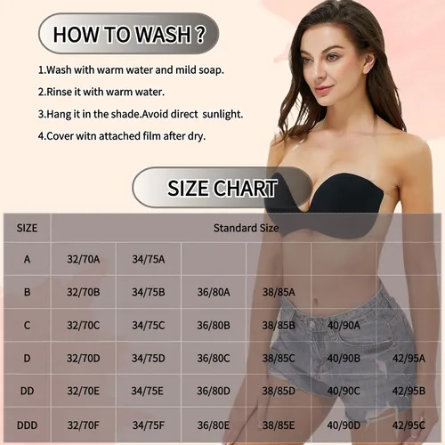 Vista 6 de JUST BEHAVIOR Sujetadores autoadhesivos invisibles sin tirantes para mujer