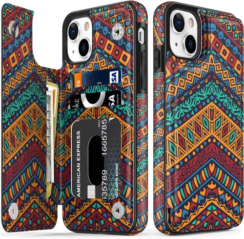 Vista 164 de LETO para iPhone 15 Pro Funda tipo cartera - Tapa tipo folio con patada - Diseños de moda - Tarjetero - Funda protectora para mujeres y niñas - 6.1