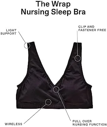 Vista 4 de Motherhood Maternity Women's Soft Cotton Spandex Wrap Front Maternity & Nursing Sleep Bralette Bra S-3X
