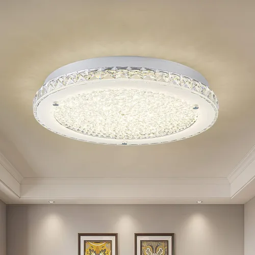 Vista 11 de Lámpara de techo de cristal de montaje al ras, lámpara de techo LED moderna de 8.3 pulgadas, lámparas de araña de cristal regulables